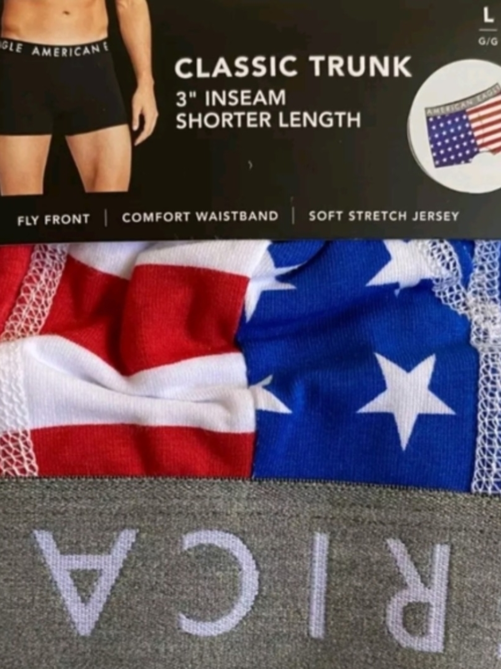 American Eagle AE Mens Trunk 3" American Flag Red White Blue Stars Stripes